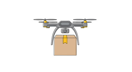 Delivery Drone Illustration Package Transportation for Logistics & E-commerce