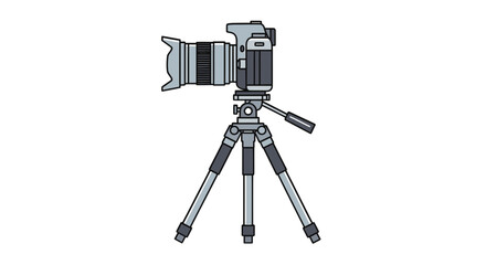 Camera on Tripod Professional Photography Equipment Illustration