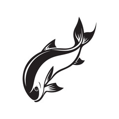 Vector illustration of a dolphin swimming beautifully featuring a cute and dynamic character isolated on a white background.