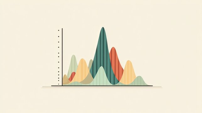 Abstract data visualization with colorful overlapping graphs representing trends and patterns in modern analytics