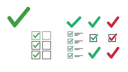 Illustrations of checkmarks and notepads with checklists, signifying successful file submissions to a stock content website. The image shows a range of green and red checks and completed lists.

