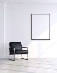 Modern black leather chair interior mockup