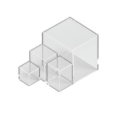 Transparent Acrylic Cubes: A Modern Geometric Display Set of Four Stackable Boxes