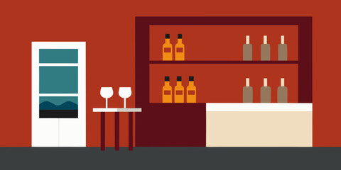 Fototapeta premium Executive Lounge With Wine Display Wall