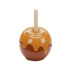 Caramel Apple Candy on a Stick: A Delicious 3D Render of a Sweet Treat