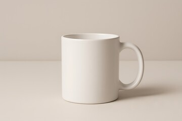 Obraz premium Blank White Ceramic Mug Mockup, Minimalist Studio Shot, Neutral Background, Clean Design, Perfect for Branding and Product Presentations
