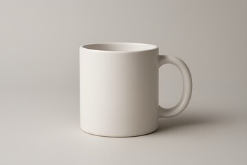 Obraz premium Clean Minimalist White Ceramic Mug Mockup, Studio Shot, Neutral Background, Simple Design, Perfect for Branding and Product Presentations