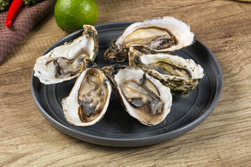 Raw fresh wild oyster dish