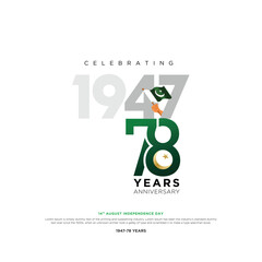14th august happy independence day Pakistan 78 years logo greetings. vector illustration design.