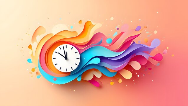 Colorful abstract clock time management concept deadline reminder schedule appointment