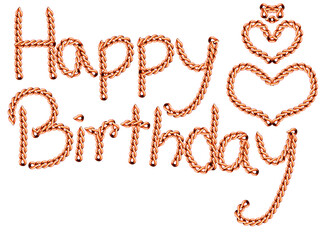 Wishing you a Happy Birthday with love Golden chain letters and on transparent background