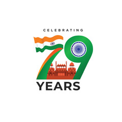 79th years 15 August happy independence day India Vector Design Illustration. With white background.