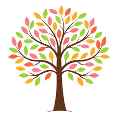 Obraz premium Stylized tree with colorful leaves in autumn palette