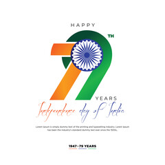 79th years 15 August happy independence day India Vector Design Illustration. With white background.