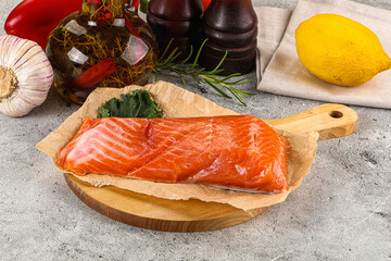 Piece of cut salmon fillet