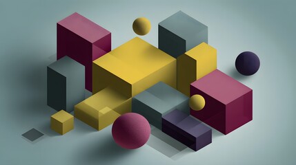 Obraz premium Geometric shapes in various colors arranged in an abstract composition.