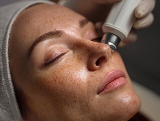 IPL Laser Treatment for Skin Rejuvenation and Pigmentation Removal on Woman's Face