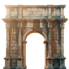 Obraz premium Ancient roman triumphal arch structure isolated on transparent background