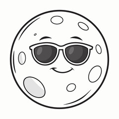 Fototapeta premium Cool moon character wearing sunglasses and smiling