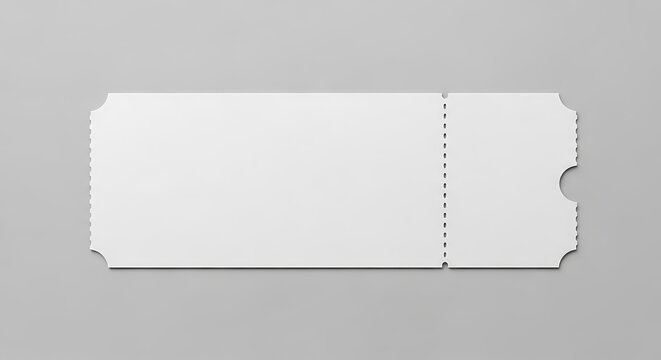 Blank white ticket isolated on white background