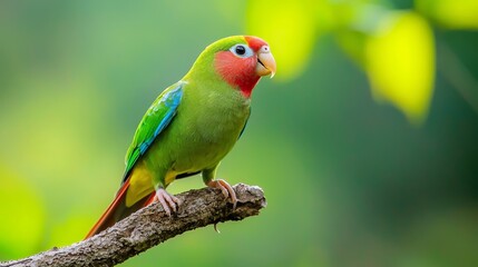 beautiful Pin-tailed Parrot finch bird in nature