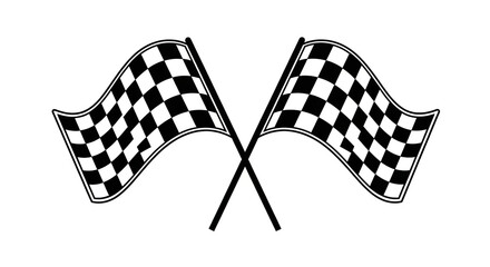 Two crossed black and white checkered flags the universal symbol of victory and the finish line in auto racing perfect for motorsport-themed events and designs