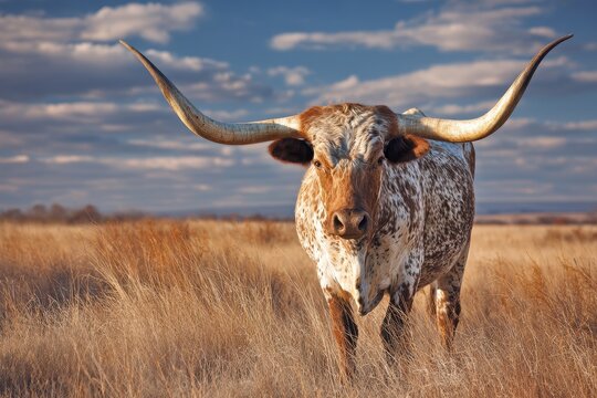 Longhorn Texas. Cattle Country: Texas Longhorn in Oklahoma Panhandle Range