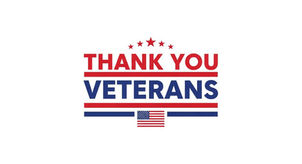 A clean and modern "Thank You Veterans" graphic with bold text and American flag elements perfect for showing gratitude on national holidays and events honoring service