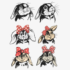 Cute bunny face bandana svg, lop eared rabbit SVG, peeking farm animal clipart