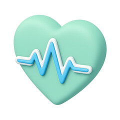 3D Pastel Heart with ECG Icon