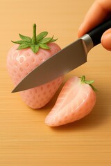 pink strawberry slicing
