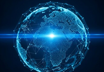 Obraz premium Digital globe with glowing network connections and bright light