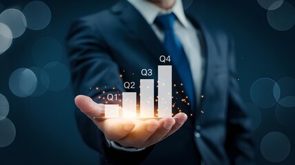 Conceptual image representing positive quarterly results and financial report