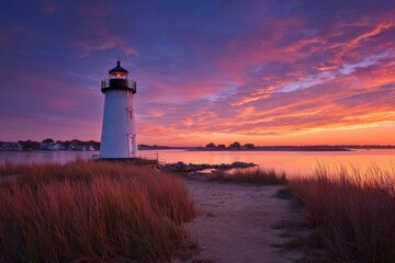 Massachusetts Sunrise: Ned Point Light in Mattapoisett - Pretty Lighthouse Guide in Plymouth County