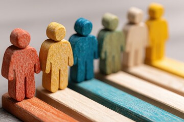 Membership Organization. Colored Wooden Figures in Business Suits Represent Employee Readiness for Organizational Changes