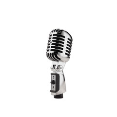 Fototapeta premium Vintage silver microphone isolated on transparent background