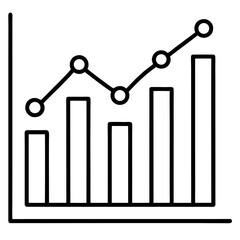 Monthly Report Graph Icon Line Art