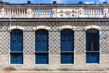 Traditional Portuguese colonial architecture color and style on Rua dos Afogados street in Sao...