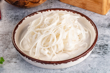 Boiled asian rice pho noodles