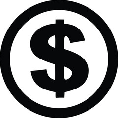 Bold black dollar sign centered within a thick black circle against a transparent background