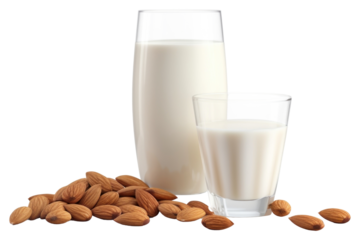 PNG Almond milk dairy drink glass.