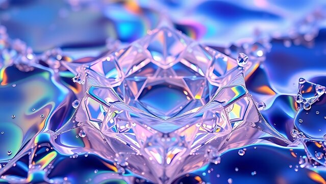Ultra-high-definition macro shot of iridescent quantum foam forming impossible geometric structures in liquid mercury