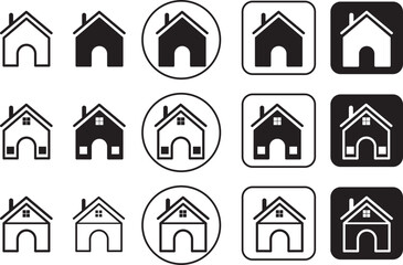 Simple set of home icon home icon without door home icon with door home icon with circle