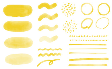 水彩のあしらい＆背景、アイキャッチ_イエロー｜Watercolor accents & background, eye-catching_ yellow