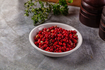 Dry pink pepper corn spice