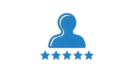 "Blue User Rating Five-Star Feedback and Reputation Icon"
