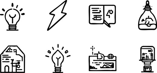 Hand Drawn Real Estate House Icons Set Isolated on White Background