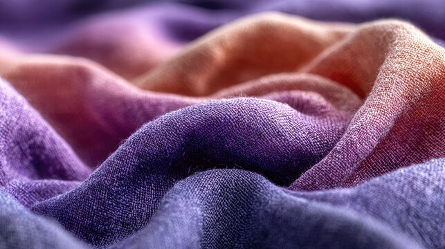 Close-up of subtly-colored fabric, draped and folded into soft waves