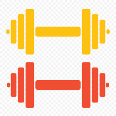 Obraz premium Colorful Dumbbell Vector – Workout, Gym, Fitness Symbol on Transparent Background. EPS 10
