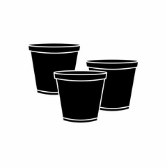 Black bucket. Bucket icon symbol. Bucket vector, isolated on white background. Vector icon.